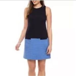 Eliza J Sleeveless Colour Block Faux Pockets Zipper on back Shift Dress